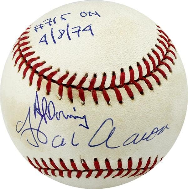 Hank Aaron & Al Downing Dedikált NL Baseball Írva 715th HR 4/8/74 - Dedikált Baseball