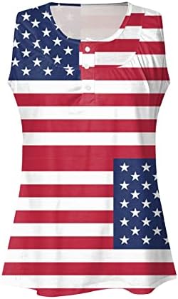 Női Amerikai Zászló Tartály Tetejét július 4-Ujjatlan O-Nyak Csillagok Csíkos póló Hazafias Hinta Flowy Plus Size Blúzok