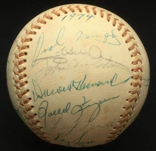 1974 Oakland Egy World Series Csapat aláírt Baseball 31 auto Reggie Jackson SZÖVETSÉG - Dedikált Baseball