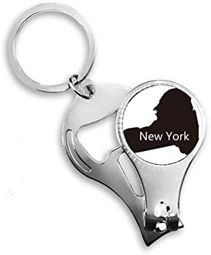 New York, USA Térkép Vázlat Köröm Zimankó Gyűrű kulcstartó Sörnyitó Clipper