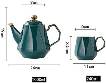 LEPSJGC Kerámia Kávés Teás Készlet Északi Rajz Arany Zöld Kávét a Csésze Tej Kancsó, cukortartó Tálca Set Home Délutáni Tea