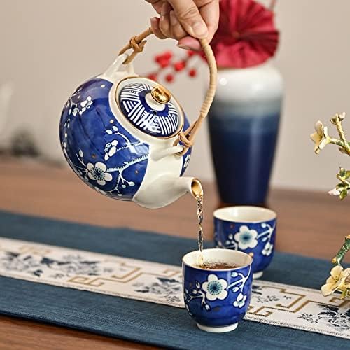 Taimei Teazsúr Japán Tea Set, Kerámia Teás Készletek 1 Teáskanna, 4 Csésze Tea, 1 Rozsdamentes Infúzió, Gyönyörű Ázsiai Tea