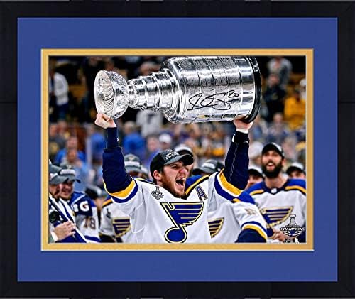 Keretes Alexander Steen St. Louis Blues 2019 Stanley-Kupa Bajnokok Dedikált 16 x 20 Emelése Kupa Fénykép - Dedikált NHL-Fotók