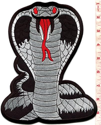 Fekete Kobra Kígyó kung fu Harcművészeti Motoros Tetoválás Nagy XL 7 X 9 cm Hímzett Applied Vas -, a Patch-S-1559