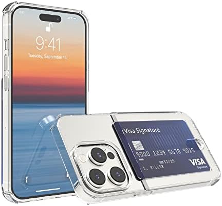 ANHONG Tiszta Kártya tok iPhone 14 Pro 6.1 colos, Slim Fit Vékony Védő, Puha TPU Sokk-Elnyelő Tárca az Esetben a Kártya Birtokosának