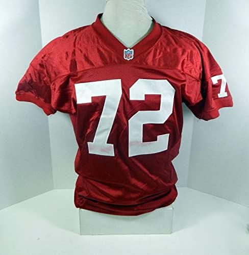 1995-ben a San Francisco 49ers Oliver Barnett 72 Játék Kiadott Piros Mez 50 DP30199 - Aláíratlan NFL Játék Használt Mezek