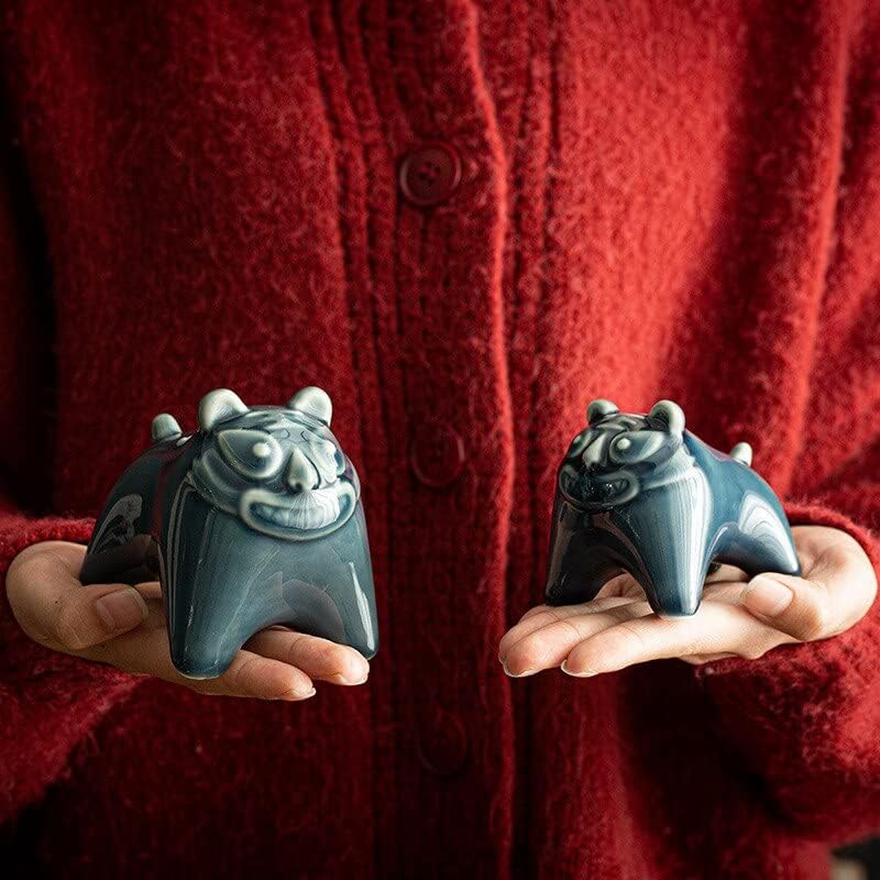 Celadon Kínai Kerámia Aranyos Tigris Tea Pet Figurák Teaszertartás Zen Táblázat Szoba Dekoráció Kiegészítők Kék Állat Dísz