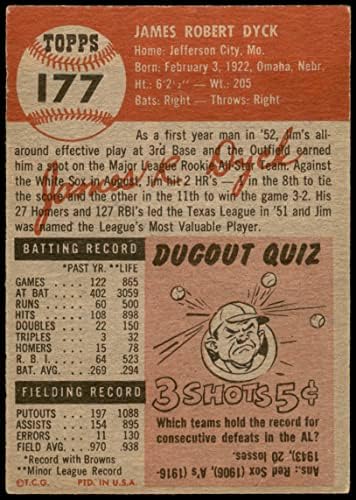 1953 Topps 177 Jim Dyck St. Louis Browns (Baseball Kártya) VG Browns