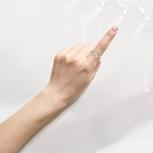 VEFSU Egyszerűen Galvanizáló Szerelmes Szív Gyémánt Gyűrű Női Ékszerek Jegyesek Gyűrűt Macska Megfelelő Gyűrűk (Ezüst, 10)