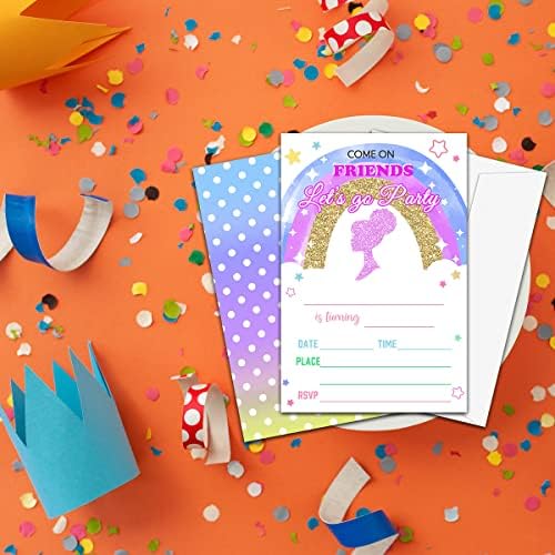 NYCTUG Szivárvány Lány Digitális Téma, Születésnapi Meghívót(4 X 6), irány a Party, Elbűvölő Kétoldalas Felkéri - 20 Meghívókat