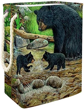 Unicey Fekete Medvék Szennyesben Vízálló Piszkos Ruhát Szennyes Kosár Összecsukható Kosárban