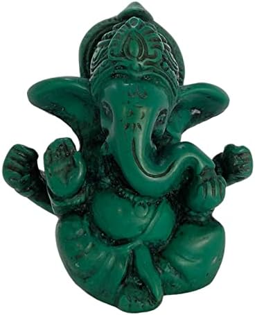 Pinnacle Csúcs Kereskedelmi Vállalat Kis Türkiz Kék Ganesha Gyanta Figura 2.5 Inch Készült Nepálban Hindu