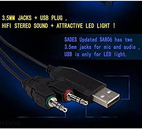 PC Gaming Headset, Vezetékes Sztereó zajcsökkentés Több mint Fülhallgatót, LED Lámpa, 3,5 mm-es Számítógépet Ear Fülhallgató