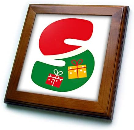 3dRose Aranyos, Piros, Zöld, Karácsonyi Monogram Kezdeti S Keretes Lapok (ft-371224-1)