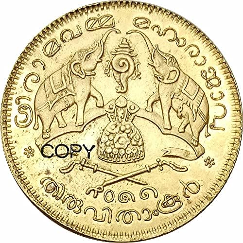 India - Fejedelmi Államok Travancore Rama Varma IV Arany Szuverén 1881 Bronz Másolat Érmék