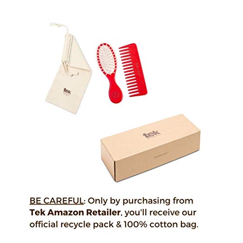 TEK - Táska Készlet: Kis Ovális Kefe Kicsi Rado Piros Comb, a Cotton az Esetben, Kézzel készített Olaszországban