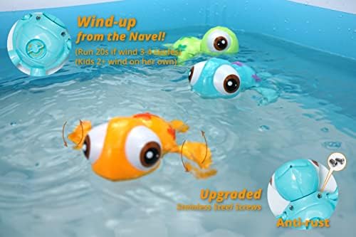 DUCKBOXX XX Wind-up Fürdő Játékok Csomag (4db) : Úszás Tengeri Teknősök (3pcs) & Delfinek (Sárga) Gyerekeknek 18M+