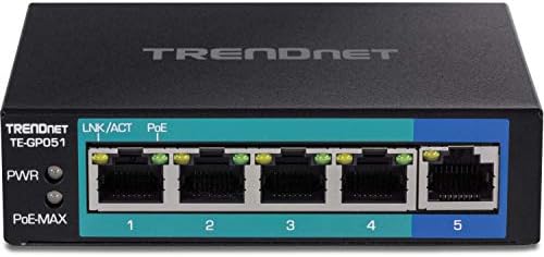 TRENDnet 5-Port Nem felügyelt Gigabit PoE+ Kapcsoló, TE-GP051 (Felújított)