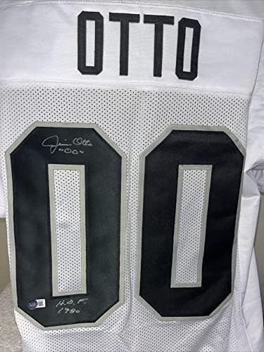 Jim Otto Aláírt Dedikált NFL Oakland Raiders Jersey Felirat, majd Beckett Hitelesítés