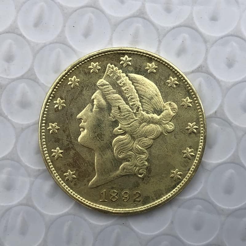 1892P Verzió Amerikai, 20 Arany Érme-Antik Réz Kézműves Külföldi Emlékérme 34MM