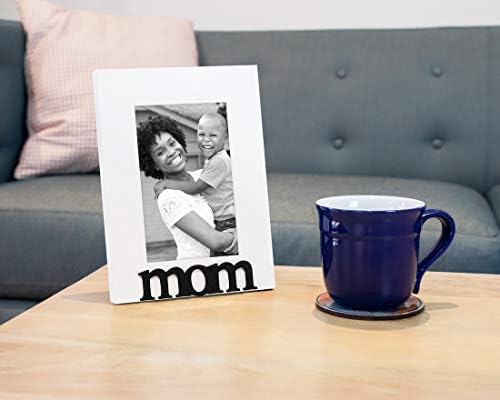 Isaac Jacobs Fehér Fa Érzelmek Anya Képkeret, 4x6 inch, Fényképes Ajándék az Anya, a Család, a Kijelző Asztali, Íróasztali