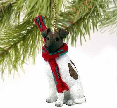 Beszélgetés Fogalmak Smooth Fox Terrier Pici Mini Egy Karácsonyi Dísz Barna-Fehér - Pompás!