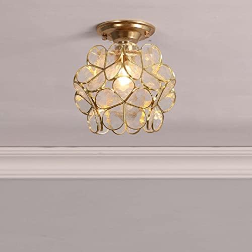 Bieye L10825 Szirom Tiffany Style ólomüveg Közel Mennyezeti Lámpa, 8 hüvelyk (Fehér)