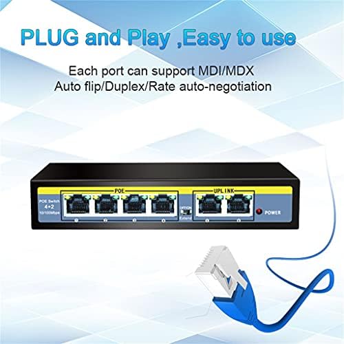 UOEIDOSB 52V 6-Port POE Switch 410/100Mbps POE Port+210/100Mbps Port 250M Átviteli 802.3 A/AF 1.2 gb / s (Szín : az ábrán