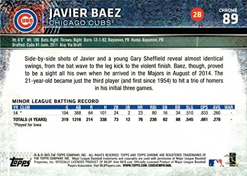 2015 Topps Chrome Baseball 89 Javier (Javy) Baez Újonc Kártya