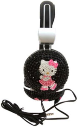 Hello Kitty Bejeweled Fejhallgató, Mikrofon - Fekete (HK38609-BLK)