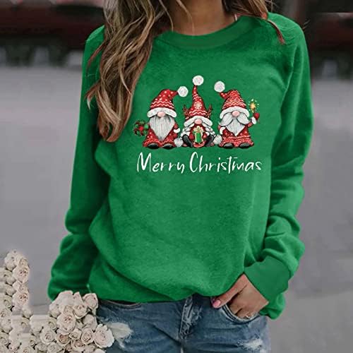 Boldog Karácsonyt Melegítőfelső a Nők számára a Karácsony a Gnome Grafikus Pulóver Pulóver Aranyos Sleeve X-Mas Pólók Felsők