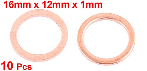 Uxcell a16072700ux0568-DM Lapos Gyűrű Réz Crush Alátét Tömítés Tömítés Rögzítő, 16 mm x 12 mm x 1 mm-es Méret (Csomag 10)