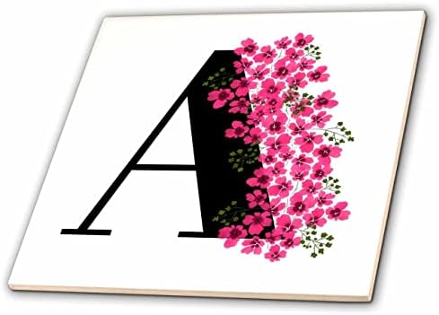 3dRose 3DRose Mahwish - Monogram - Kép virágos monogram Egy - Csempe (ct-371760-7)