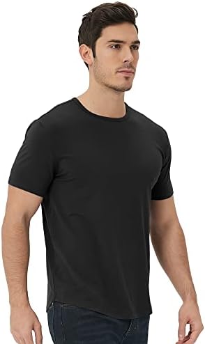 netdraw Férfi Ultra Puha Bambusz T-Shirt Görbe Hem Könnyű, Hűsítő Hosszú/Rövid Ujjú Alkalmi Basic Póló