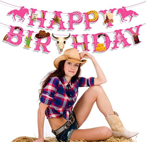 XINDE Cowgirl Témájú Parti Dekoráció Cowgirl Boldog Szülinapot Banner, Western Cowboy Fél