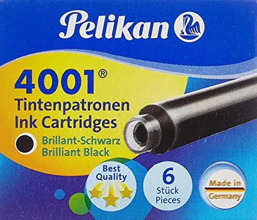 Pelikan 4001 TP/6 Tintapatron a Szökőkút Tollak, Ragyogó Fekete, 0.8 ml-es, 6-os Csomag (301218)