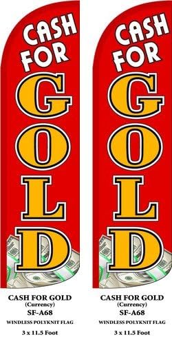 Készpénz Arany (Vörös-Pénz) Két (2) Swooper Toll Zászló Készletek
