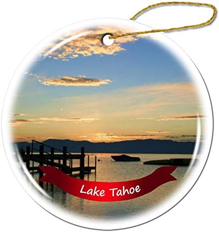 Fhdang Dekoráció Lake Tahoe Karácsonyi Dísz Porcelán Kétoldalas Kerámia Dísz,3 Inch
