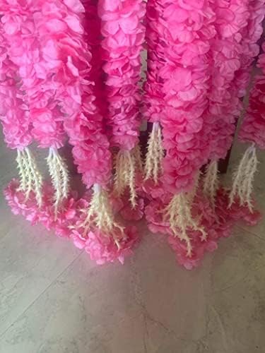 Csomag 5pc Mesterséges Rózsaszín Virág Virág String Garland Ladi Lóg a Home Office Templom Dekoráció
