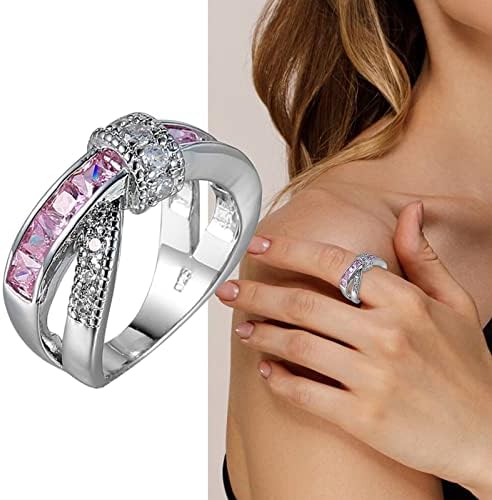 2023 Új Többszínű Cirkon Dísz Gyűrű, Esküvői Női Kéz Dísz Fél Gyűrűt Teljes Kirakott Cirkon Gyűrű Rózsa Gyűrű (A, E)