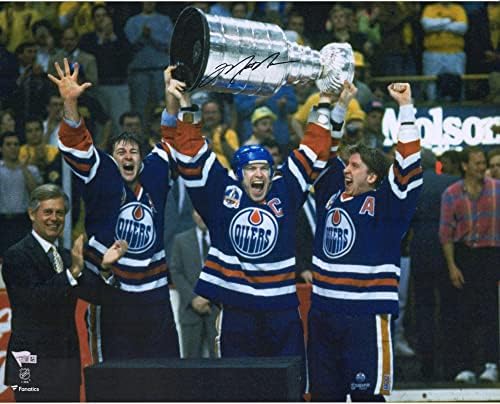 Mark Messier Edmonton Oilers Dedikált 16 x 20 Emelése Kupa Fénykép - Dedikált NHL-Fotók