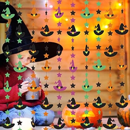 39Ft Halloween Party Dekoráció Garland Szalagok Boszorkány kalap Kör Dot Lóg Papír, Banner Bunting a Halloween, Halottak