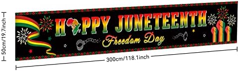 Boldog Juneteenth Dekorációk, 120 × 20 Hosszú, Vörös, Fekete, Sárga Szövet Banner 18PCS Latex Lufi június 19-én 1865 Parti
