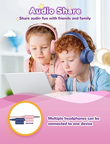 iClever Macska Fülét Bluetooth Fejhallgató& Gyerekek Vezetékes Fejhallgató Mikrofonnal, Hangerő Korlátozott, Át Fülhallgató