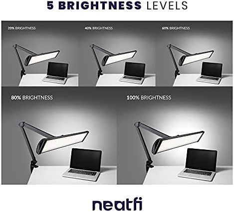 Neatfi Ultra, Hogy 3500 Lumen LED-es asztali Lámpa, 45W, 26 cm Széles Fém Árnyékban, 270 SMD Led-ek (Nem CCT a Bilincs, Fekete)