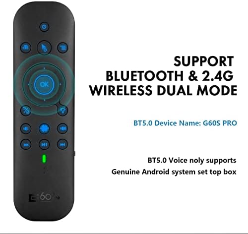 Bluetooth Hang Távoli Billentyűzet, vezeték nélküli, Háttérvilágítás Újratölthető, 2.4 G WiFi/BT5.0 Dual Mód, IR Tanulás